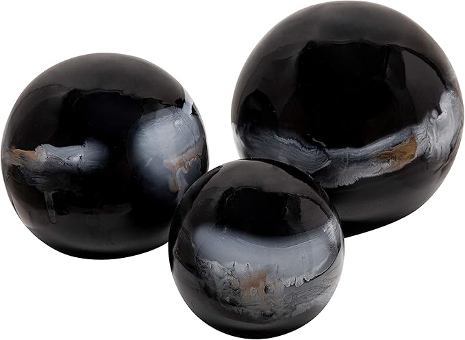 Spheres Set of 3- Black and Blue