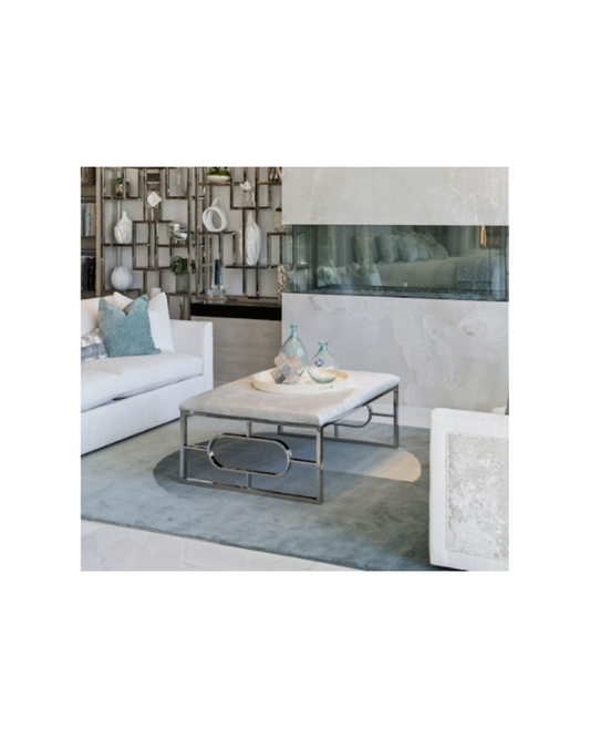 Suri Chrome Ottoman - Silver