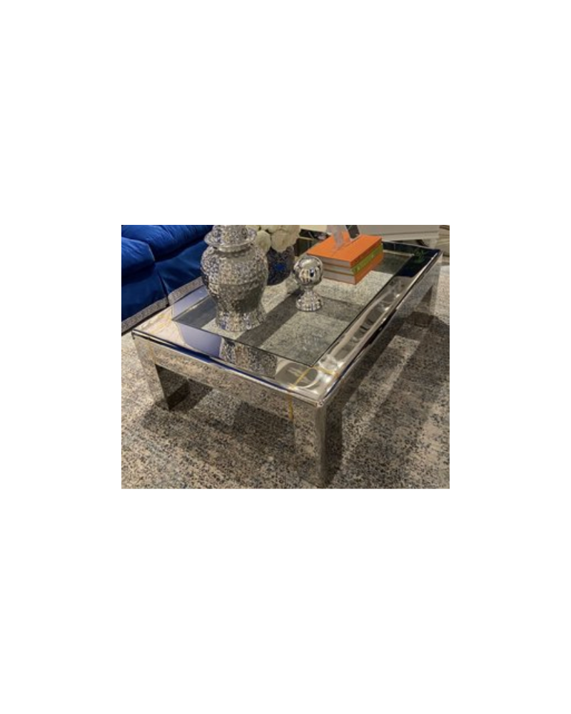Glass and Chrome Table - Silver