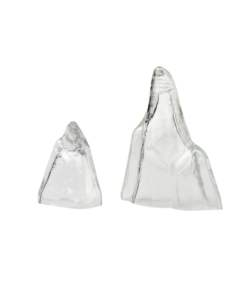 Set of 2 Glass Iceberg Sculptures - Clear