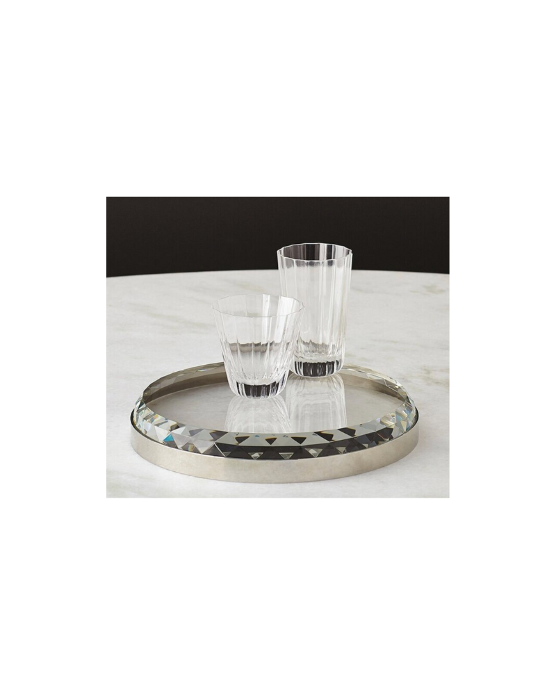 Banded Crystal Tray - Nickel