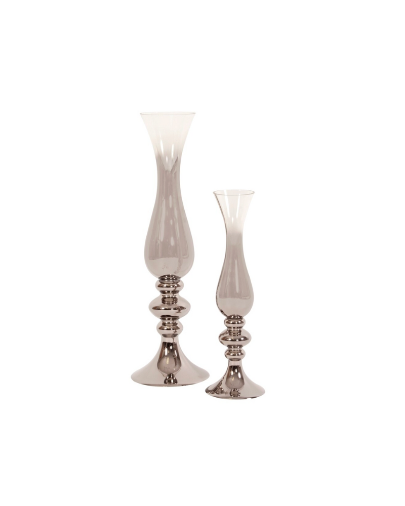 Smoky Chrome Hand Blown Glass Vase Large- Smoke