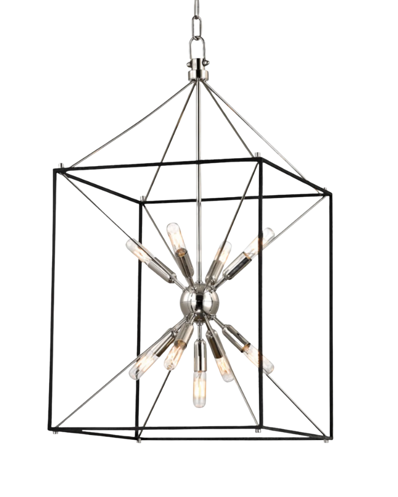 Glendale 9-Light Lantern - Polished Nickel/Black