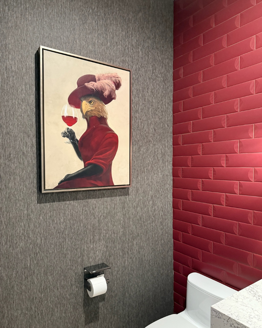 Pretty Birdie Art - Burgundy Red