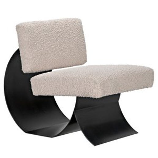 Sculptural Lounge Chair – Bouclé Ivory & Matte Black