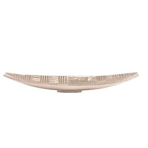 Textured Aluminum Elongated Silver Bowl