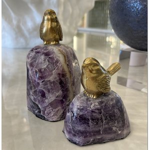 Birds on Amethyst Base - Set of 2
