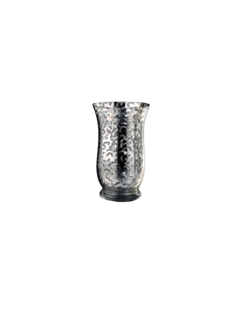 Diamond Star Glass Hurricane Candleholder - Silver