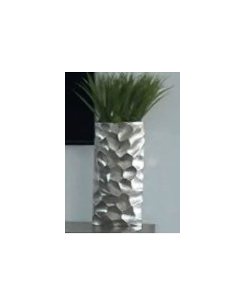 Tall Silver Faceted Vase - Silver
