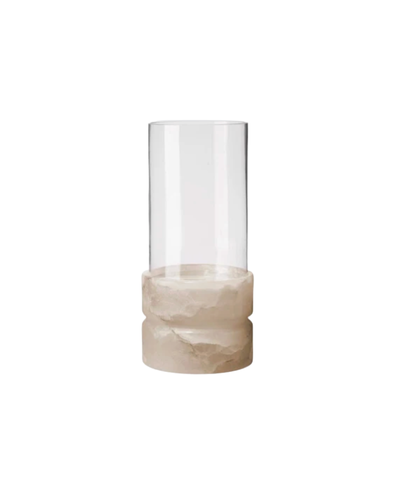 Marble Double Candle Base - White