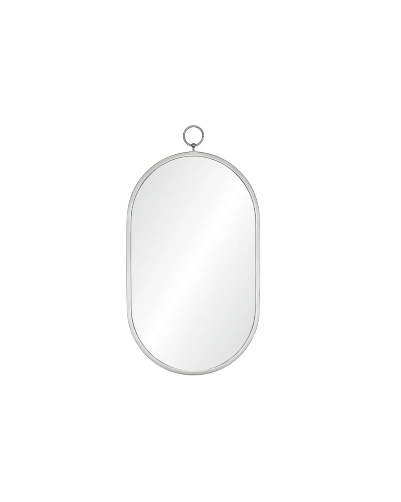 Oval Capsule Mirror with Ring - Silver