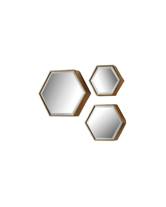 Honey Comb Hex Mirror Set of 3  - Gold