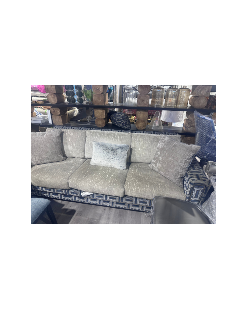 Printed Sofa with Metal Accents - Blue