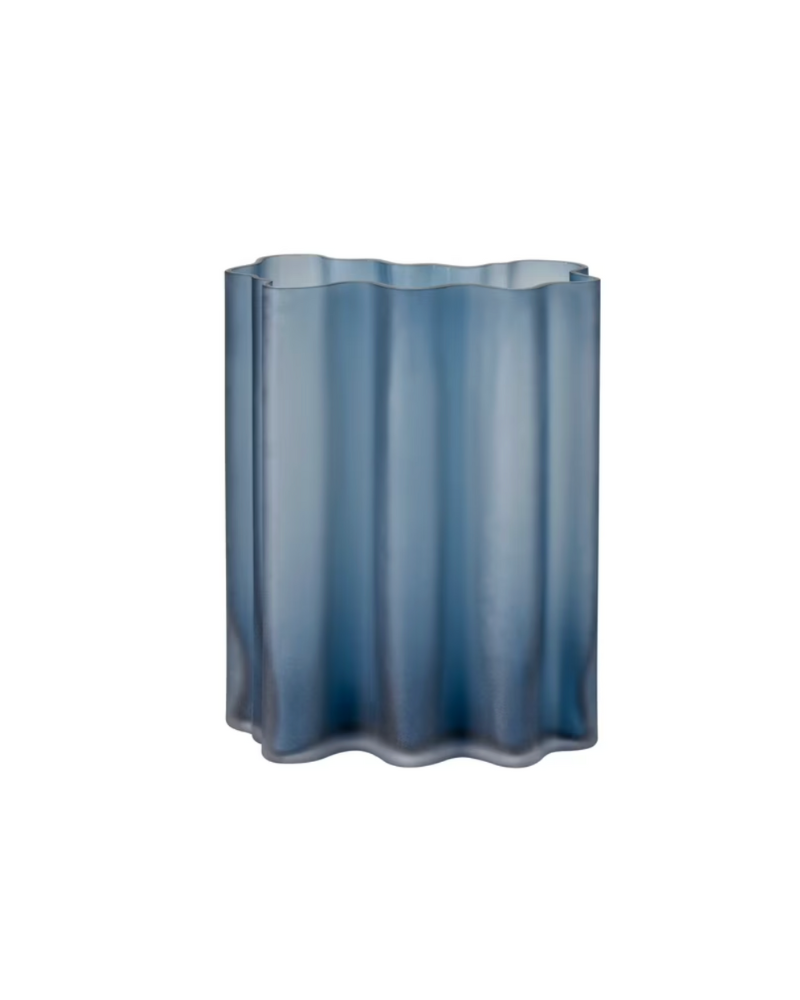 Blue Wavy Vase Medium - Navy