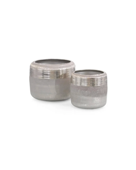 Ribbed Jars Set of 2 - Silver