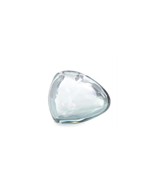 Handblown Translucent Glass Vase Short - Blue