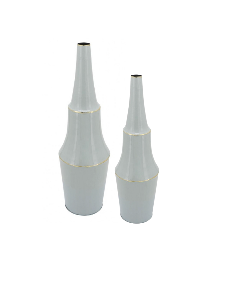 Metal Vase with Gold Trim Short - Seafoam