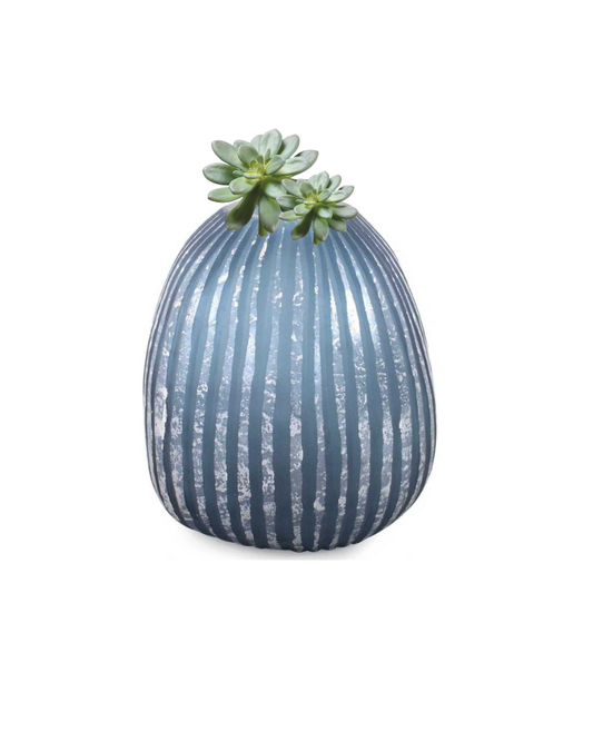 Tall Channeled Vase - Blue