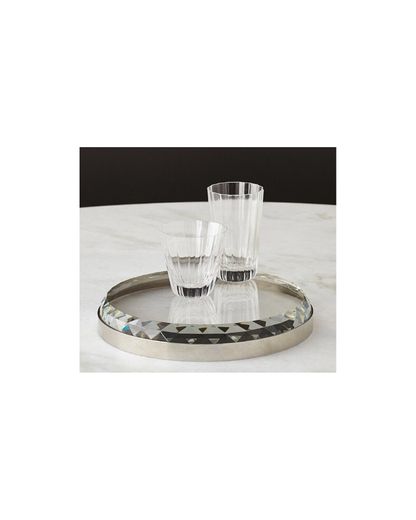 Banded Crystal Tray - Nickel
