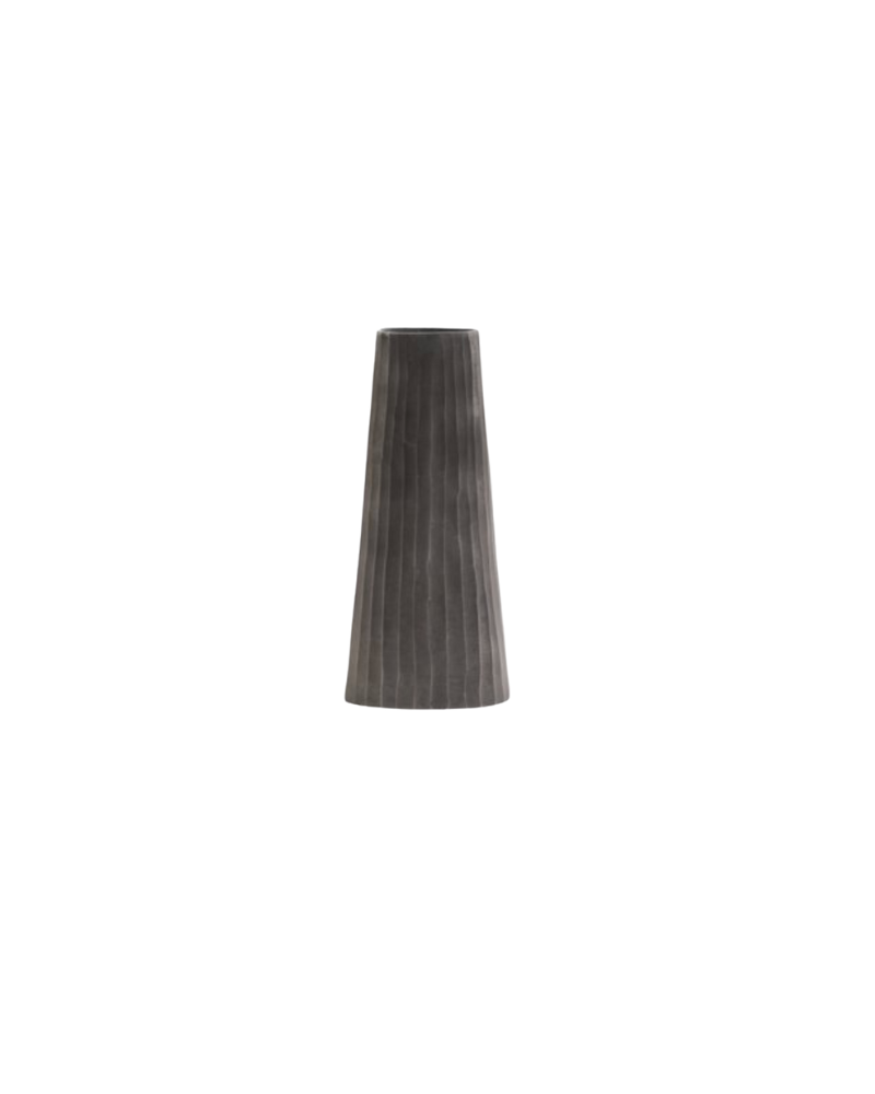 Tall Ridged Vase - Black