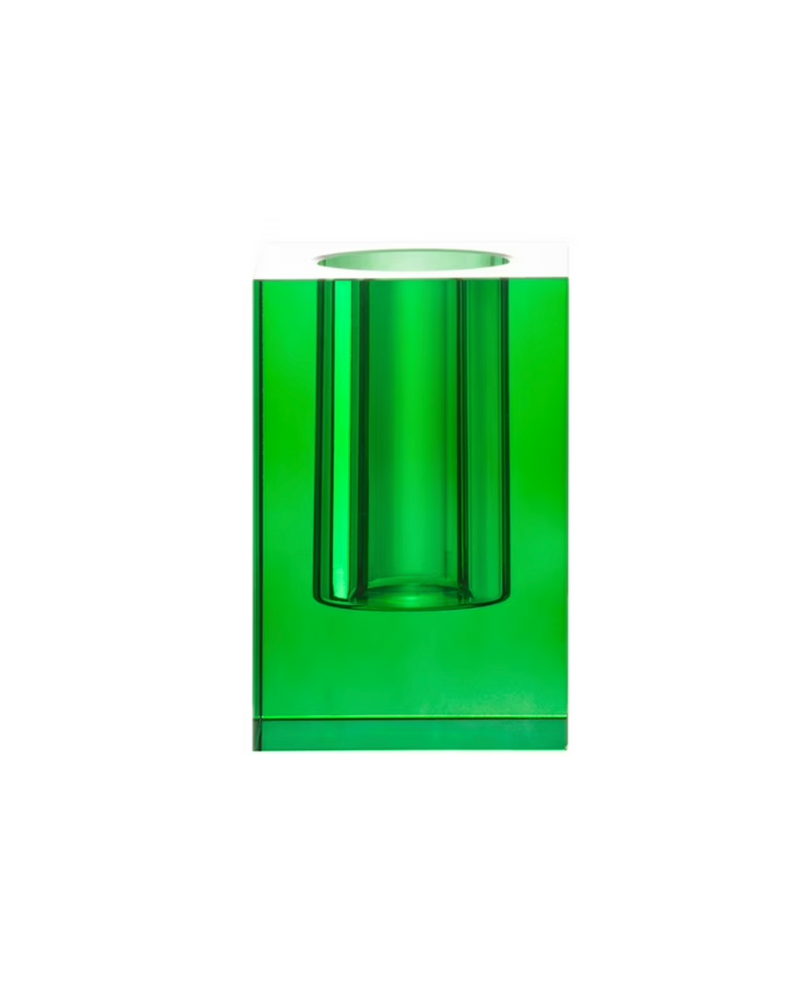 Transparent Rectangular Vase - Green