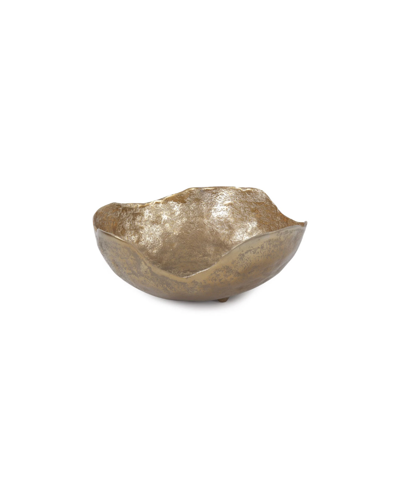Large Round Bowl Uneven Rough - Gold Finish