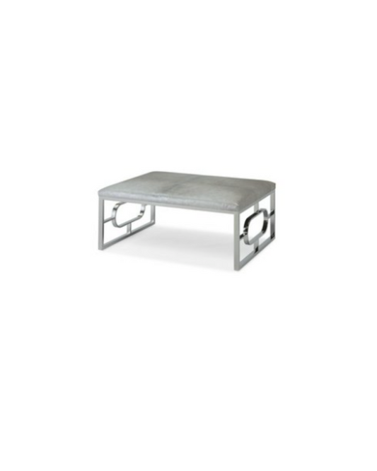 Suri Chrome Ottoman - Silver