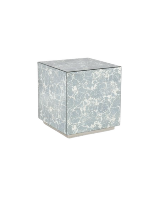 Mirrored Box Table - Silver