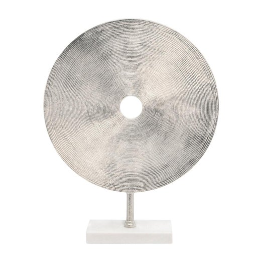 Marble Disc Sculpture - Silver