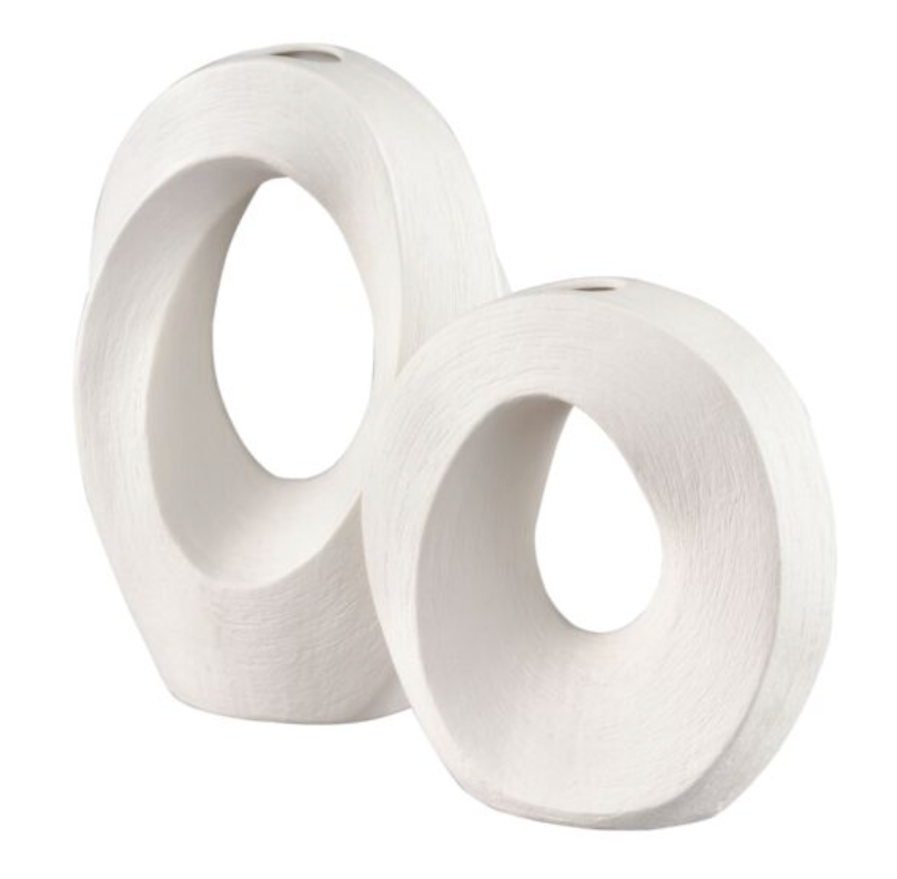 White Oval Vase - Set of 2