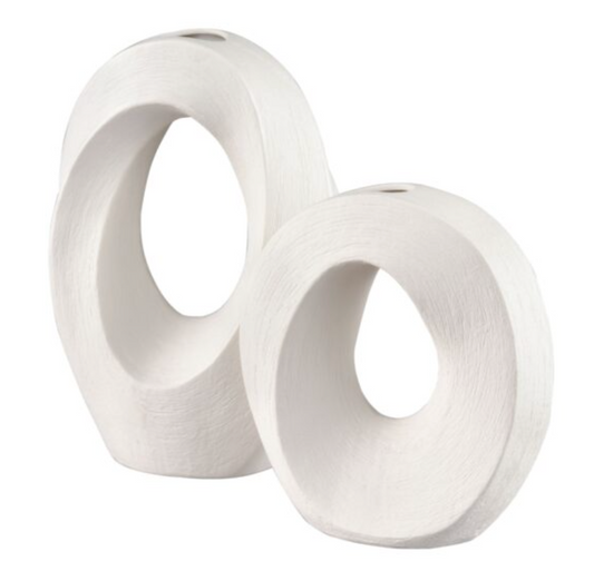 White Oval Vase - Set of 2