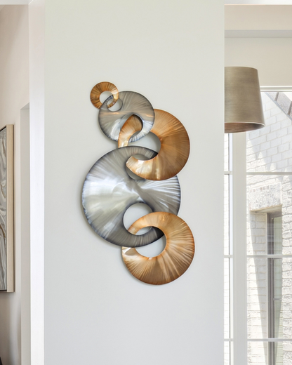 Interlink Wall Art - Silver/Copper, Set of 2