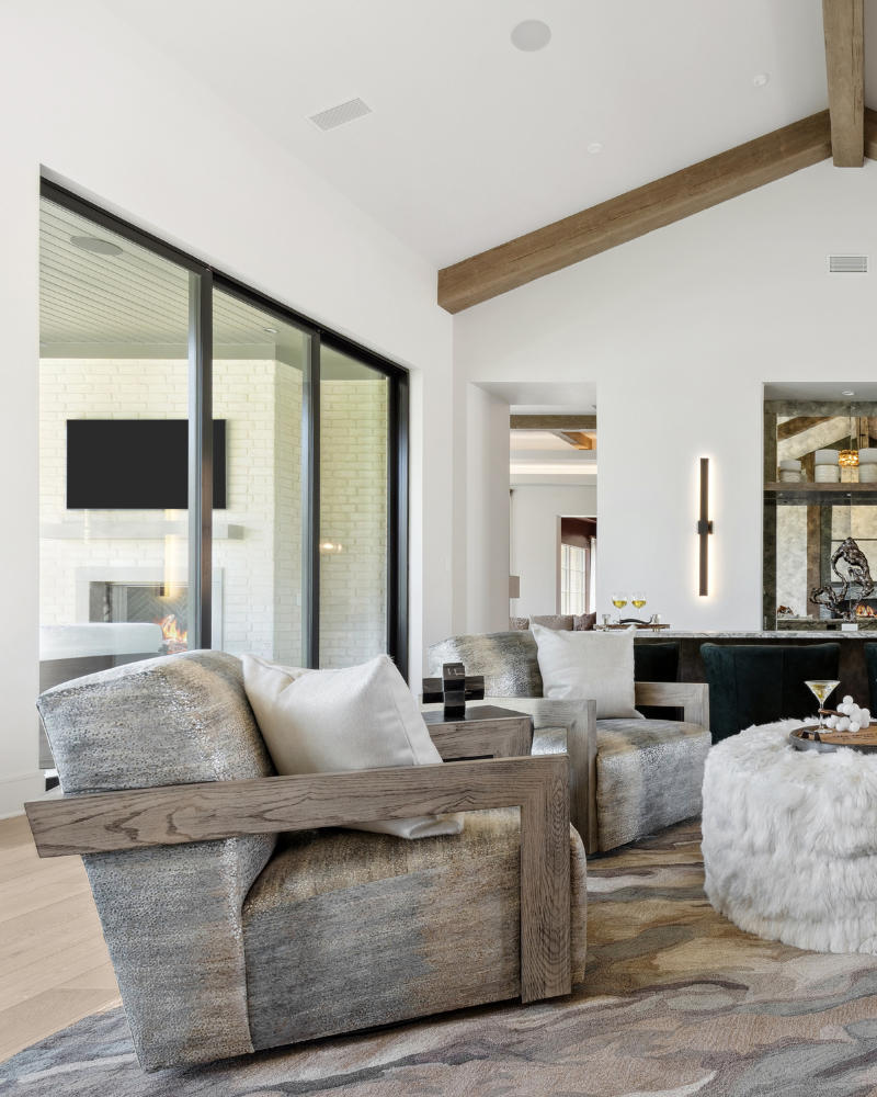 Oversized Swivel Conversation Chair - Green Multi