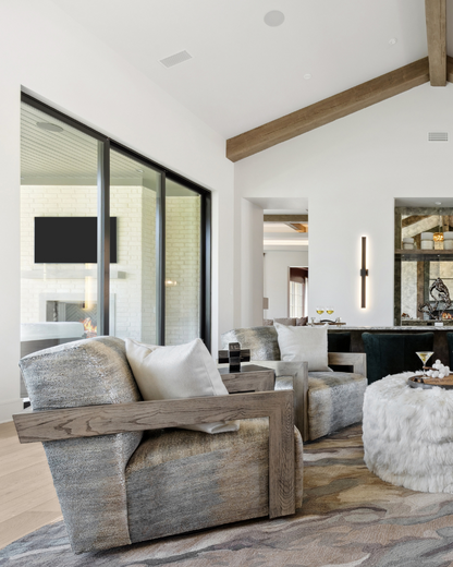 Oversized Swivel Conversation Chair - Green Multi