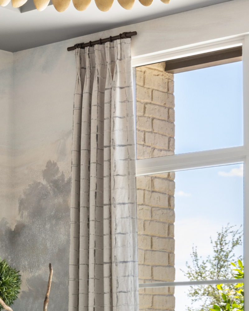 Drapery Panels - Silver Cross Hatch Embroidery