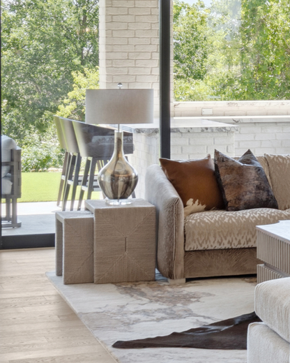 Painted Glass Lamp - Mixed Metal