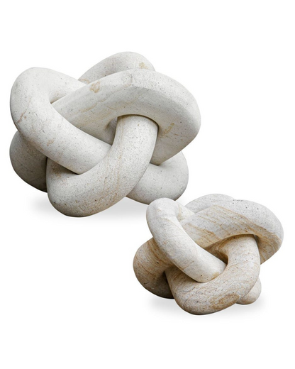 Unity Knot Sculptures – Set of 2 in Natural Limestone