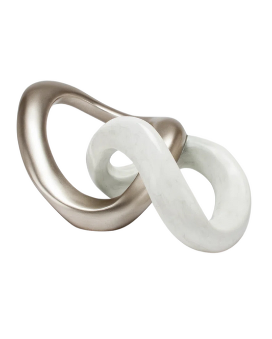 Interlock Sculpture – Champagne & Marble