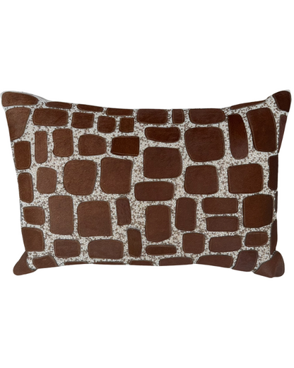Patterned Hide Pillow - Tan