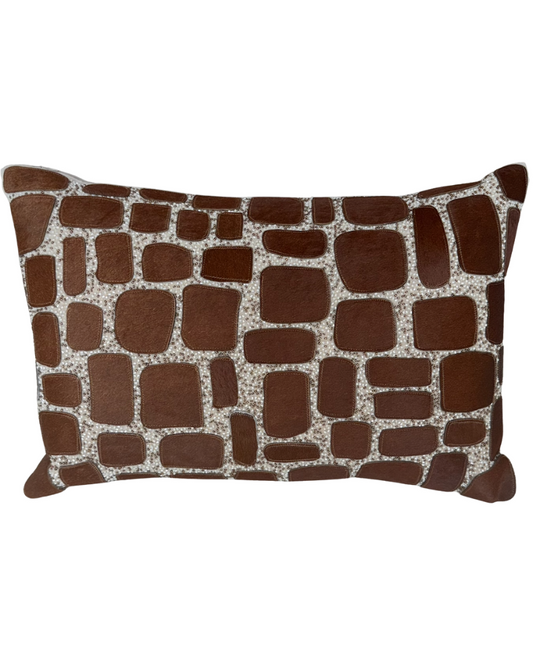 Patterned Hide Pillow - Tan