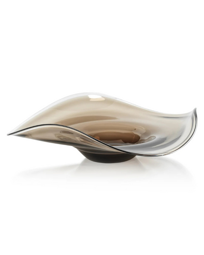 Mirage Hand-Polished Glass Bowl - Taupe