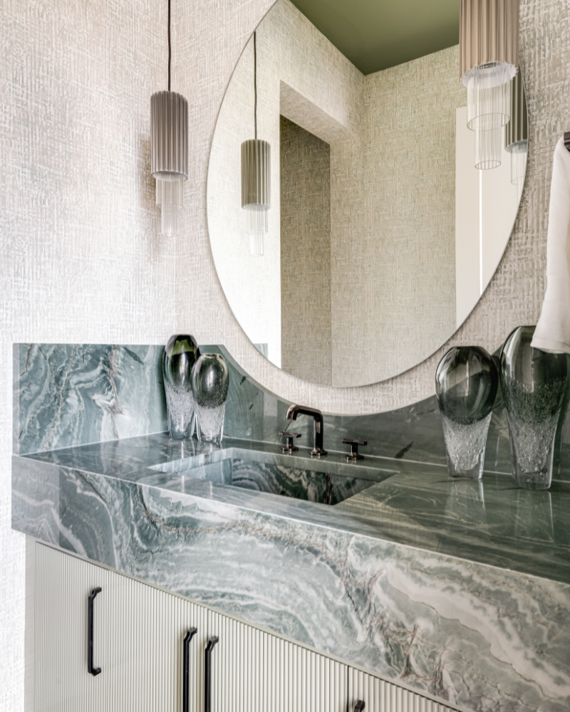 Bubbled Torch Glass Vase - Olive Green