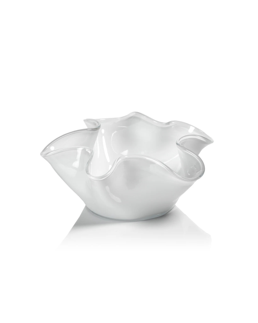 Tropezana Wave Glass Bowl, White