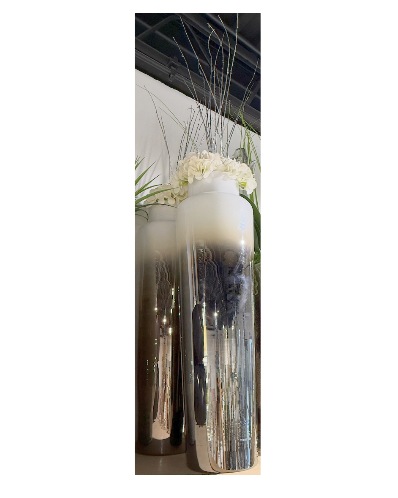 Chrome and White Vase Custom Floral