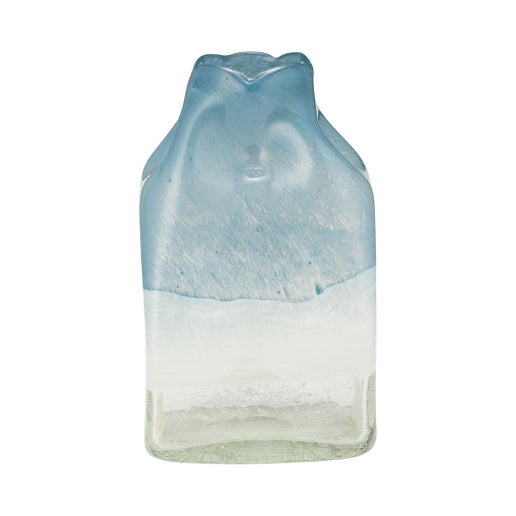 Teal & White Glass Bottle Delft Vase